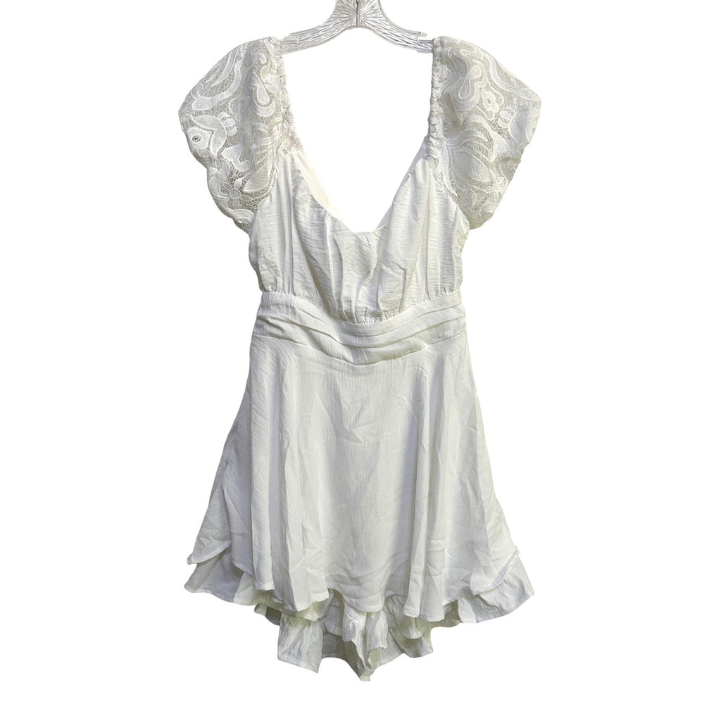 Selfie Leslie Romper Summer Dress Womens M Coquette Bridal Boho Festival Cottage